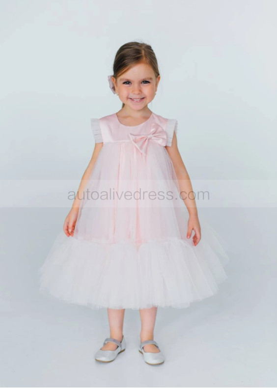 Pink Tulle Empire Waist Flower Girl Dress